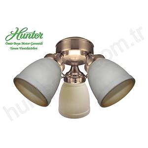 Hunter - 3 l� Antik Pirin� G�vdeli - Buzlu Kehribar Kemerli Cam Ayd�nlatma