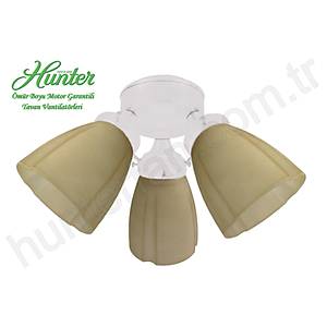 Hunter - 3 l� Buzlu Kehribar Yivli Dekor Cam Beyaz Ayd�nlatma