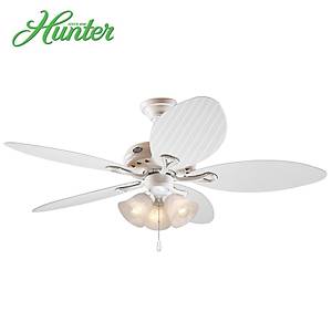 Hunter - Savoy Beyaz - 137 Cm. Ayd�nlatmal� Beyaz Plastik Kanatl� Tavan Vantilat�r�