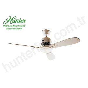 Hunter - Industrie Tebe�ir Beyaz� - 132 Cm. Buzlu Delik Cam Ayd�nlatmal� Tavan Vantilat�r�