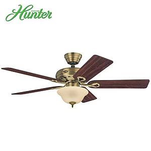 Hunter - Savoy Antik Pirin� - 132 Cm. Kehribar �ukur Tabak Ayd�nlatmal� Tavan Vantilat�r�