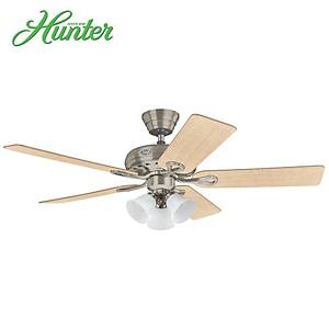 Hunter - Savoy F�r�alanm�� Nikel - 132 Cm. 3 l� Kaymakta�� Zil Cam Ayd�nlatmal� Tavan Vantilat�r�