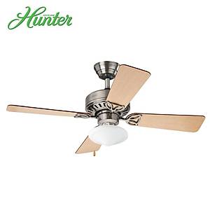 Hunter - Bayport F�r�alanm�� Nikel - 107 Cm. Beyaz Yatay Cam Ayd�nlatmal� Tavan Vantilat�r�