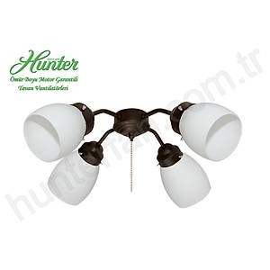 Fanimation - Beyaz Varil Tipi Caml� 4l� �a�da� Bronz Ayd�nlatma