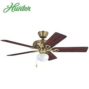 Hunter - Savoy Antik Pirin� - 132 Cm. Beyaz K�re Cam Ayd�nlatmal� Tavan Vantilat�r�