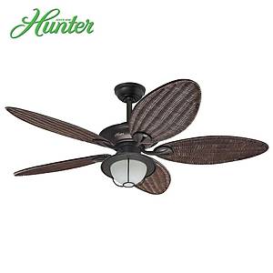 Hunter - Maribel �a�da� Bronz - 137 Cm. Angra Ayd�nlatmal� D�� Mekan - Nemli Mekan Has�r �rme Kanatl� Tavan Vantilat�r�