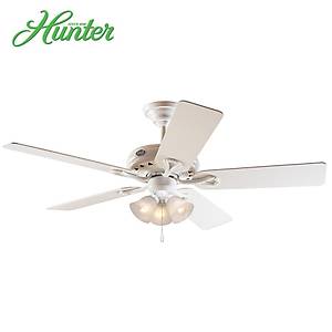 Hunter - Savoy Beyaz - 132 Cm. 3 l� Kaymakta�� Zil Cam Ayd�nlatmal� Tavan Vantilat�r�