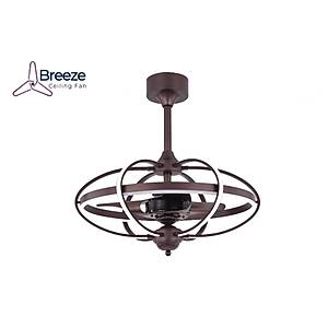 Breeze - Ayval�k DC Motor Kahverengi - 56 Cm. Kanat �apl� LED Ayd�nlatmal� Tavan Vantilat�r�
