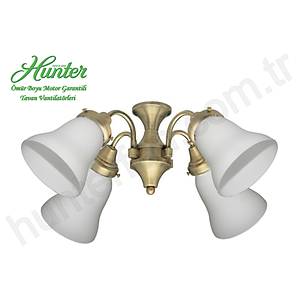 Hunter - Beyaz Buzlu Caml� 4l� Antik Pirin� Ayd�nlatma