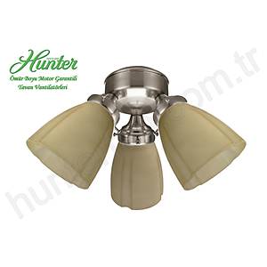 Hunter - 3 l� F�r�alanm�� Nikel G�vde Renkli - Buzlu Kehribar Yivli Dekor Cam Ayd�nlatma