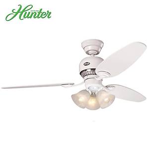 Hunter - Soho Beyaz - 132 Cm. 3 l� Beyaz Buzlu Cam Ayd�nlatmal� Tavan Vantilat�r�