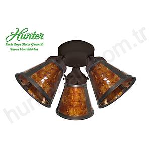 Hunter - 3 l� �a�da� Bronz G�vde Rengi -  Bronz Kont�rl� Kehribar Zil Cam Ayd�nlatma
