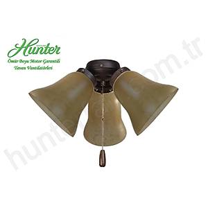 Hunter - Kehribar Rengi Desenli Zil Caml� 3l� �a�da� Bronz  Ayd�nlatma