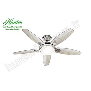 Hunter - Contempo F�r�alanm�� Nikel - 132 Cm. Beyaz Buzlu Cam Ayd�nlatmal� Tavan Vantilat�r�