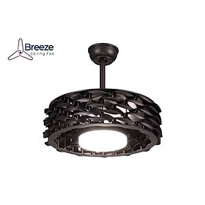 Breeze - Bodrum DC Motor Kahverengi - 58 Cm. Kanat �apl� LED Ayd�nlatmal� Tavan Vantilat�r�