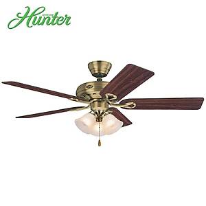 Hunter - Savoy Antik Pirin� - 132 Cm. 3 l� Kaymakta�� Zil Cam Ayd�nlatmal� Tavan Vantilat�r�