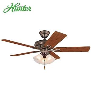 Hunter - Savoy Kehribar Bronz - 132 Cm. Zil Cam Ayd�nlatmal� Tavan Vantilat�r�