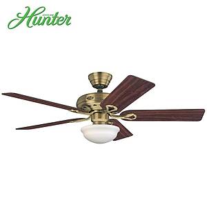 Hunter - Savoy Antik Pirin� - 132 Cm. Beyaz K�re Cam Ayd�nlatmal� Tavan Vantilat�r�