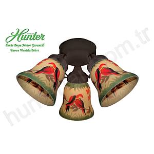 Hunter - 3 l� �a�da� Bronz G�vde Rengi -  El Boyama Papa�an Desenli Zil Cam Ayd�nlatma