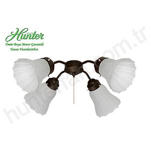 Fanimation - Elite Buzlu Caml� 4'l� �a�da� Bronz Ayd�nlatma