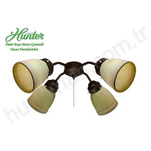 Fanimation - Buzlu Kehribar Kemerli Caml� 4l� �a�da� Bronz Ayd�nlatma