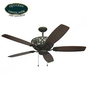 O�uzhan - Efes Antik Ya�l� Bronz - 152 Cm. �zel Tasar�m S�slemeli Ayd�nlatmal� Tavan Vantilat�r�