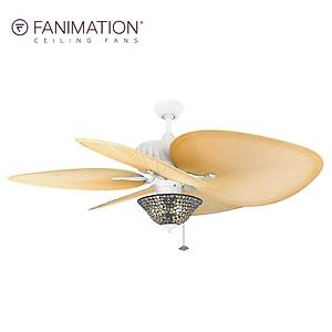 Fanimation - Belleria Mat Beyaz - 137 Cm. Do�al Kompozit Palmiye Kanatl� Ayd�nlatmal� Tavan Vantilat�r�