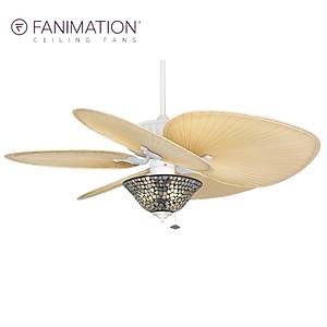 Fanimation - Belleria Beyaz - 137 Cm. Ger�ek Palmiye Yapra�� Kanatl� �� Mekan Ayd�nlatmal� Tavan Vantilat�r�