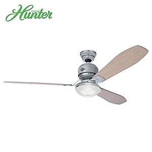 Hunter - Tribeca F�r�alanm�� Nikel - 152 Cm. Beyaz Delikli Cam Ayd�nlatmal� Tavan Vantilat�r�