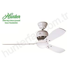 Hunter - Industrie Tebe�ir Beyaz� - 132 Cm. Buzlu K�re Cam Ayd�nlatmal� Tavan Vantilat�r�