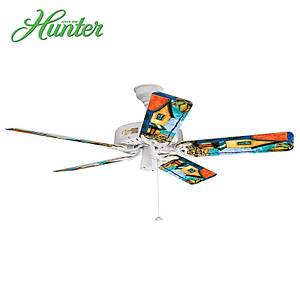 Hunter - Classic Original Beyaz - 132 Cm. Kum Kalesi Desenli Kanatl� D�� Mekan - Nemli Mekan Tavan Vantilat�r�