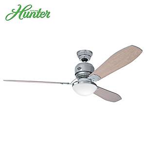 Hunter - Tribeca F�r�alanm�� Nikel - 152 Cm. D�z Beyaz K�re Cam Ayd�nlatmal� Tavan Vantilat�r�