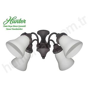 Hunter - Beyaz Buzlu Caml� 4l� �a�da� Bronz  Ayd�nlatma