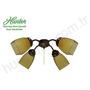 Fanimation - Buzlu Kehribar Kare Caml� 4l� �a�da� Bronz Ayd�nlatma