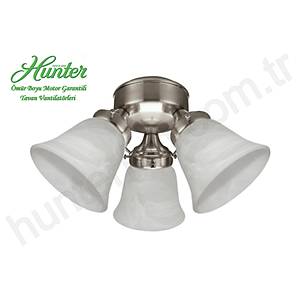 Hunter - 3 l� F�r�alanm�� Nikel G�vde Renkli - Mermer Desenli Zil Cam Ayd�nlatma