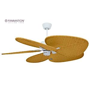Fanimation - Islander Mat Beyaz - 137 Cm. Ger�ek Bambu �rme Kanatl� Tavan Vantilat�r�