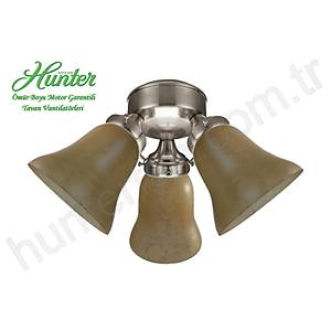 Hunter - 3 l� F�r�alanm�� Nikel G�vde Renkli - Kehribar Rengi Desenli Zil Cam Ayd�nlatma