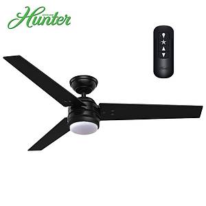 Hunter - Protos Siyah - 132 Cm. D�� Mekan - Nemli Mekan Ayd�nlatmal� Uzaktan Kumandal� Tavan Vantilat�r�