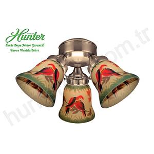 Hunter - 3 l� Antik Pirin� G�vdeli - Papa�an Deseni Caml� Ayd�nlatma