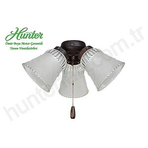 Hunter - Yar� Buzlu �i�ek Desenli Zil Caml� 3l� �a�da� Bronz  Ayd�nlatma