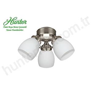 Hunter - 3 l� F�r�alanm�� Nikel G�vde Renkli - Beyaz Varil Tipi Cam Ayd�nlatma