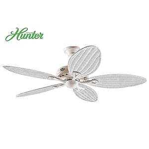 Hunter - Savoy Beyaz - 137 Cm. Beyaz Ger�ek Has�r �rme Kanat Tavan Vantilat�r�