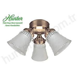 Hunter - 3 l� Antik Pirin� G�vdeli - Yaprak Desenli Buzlu Cam Ayd�nlatma