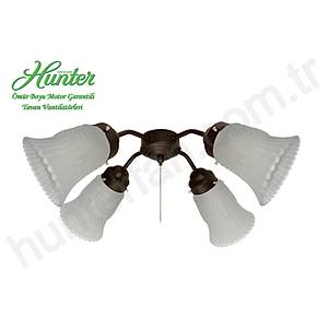 Fanimation - Buzlu Yaprak Caml� 4'l� �a�da� Bronz Ayd�nlatma