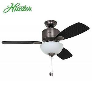 Hunter - Kohala Bay Antik Kalay - 122 Cm. Buzlu �anak Cam Ayd�nlatmal� Tavan Vantilat�r�