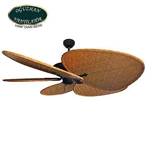 O�uzhan - The Outdoor Series Pasl� Bronz - 132 Cm. Bambu �rme Kanatl� D�� Mekan Tavan Vantilat�r�