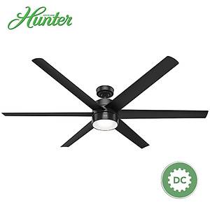 Hunter - Solaria DC Motor 182 Cm. Mat Siyah - Ayd�nlatmal� D�� Mekan-Nemli Mekan Tavan Vantilat�r�