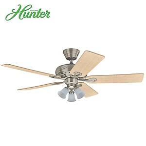 Hunter - Savoy F�r�alanm�� Nikel - 132 Cm. Kaymakta�� Zil Cam Ayd�nlatmal� Tavan Vantilat�r�