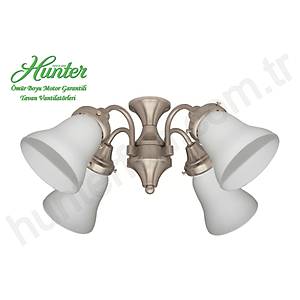 Hunter - Beyaz Buzlu Caml� 4l� F�r�alanm�� Nikel Ayd�nlatma