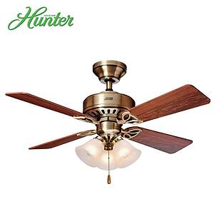 Hunter - Bayport Antik Pirin� - 107 Cm. 3l� Ayd�nlatmal� Tavan Vantilat�r�